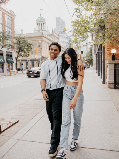 Downtown Toronto couple engagement photography session