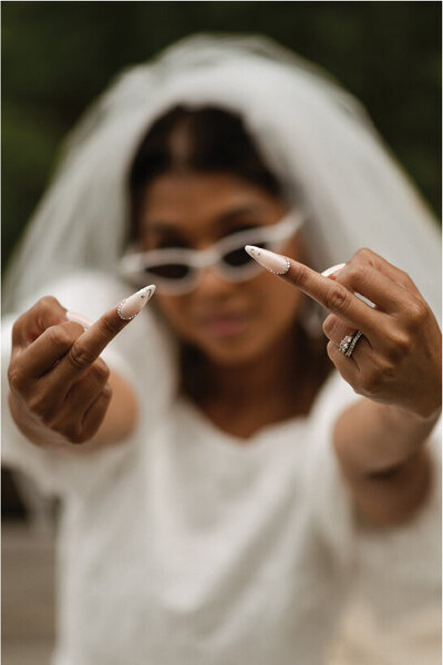 bride giving middle finger
