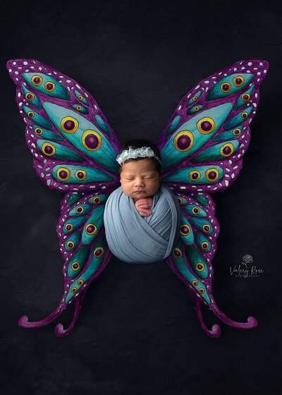 newborn in digital art composite as a butterfly