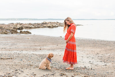 maternity session on a beach in Boston