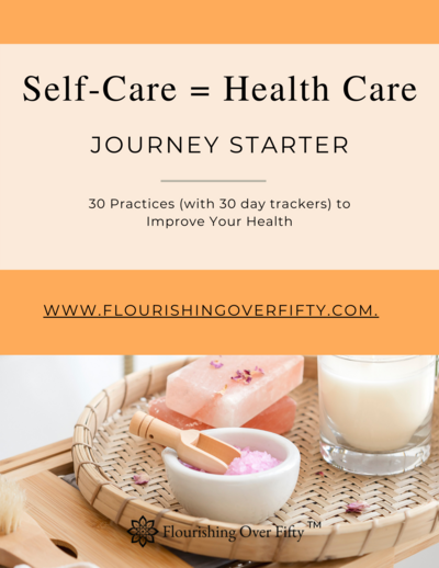 This is an image of an ebook cover in the colors of orange and peach and the words Self-Care = Health Care