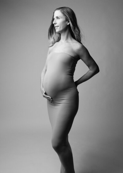 Elegant black and white maternity portrait in Marin County