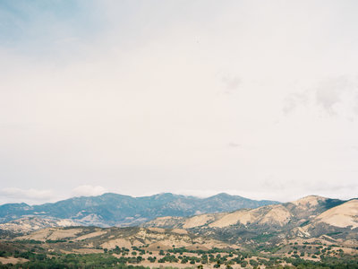 Gorgeous view over the Santa Barbara Mountains on film by destination wedding photographer
