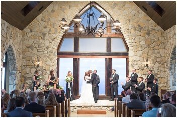 first kiss during ceremony at cliffs at  glassy chapel