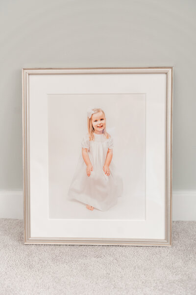 Framed archival wall art of little girl