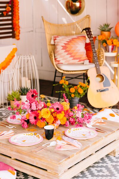 table setting for coco themed party