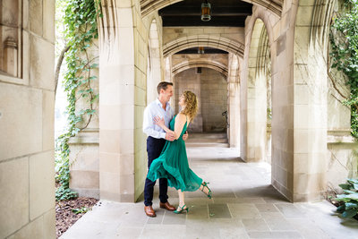 Joyful engagement session in Downtown Chicago