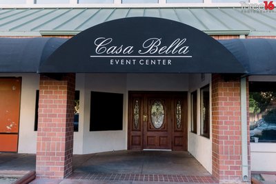 Outside the Casa Bella Event Center for weddings in Anaheim