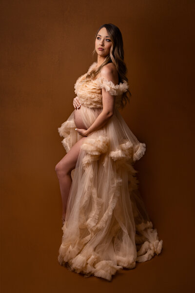 In studio maternity photography in yucaipa ca with a client closet