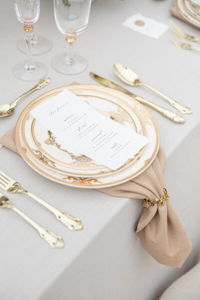 French Wedding Dinner Menus on Handmade Paper | Birdsong Bespoke
