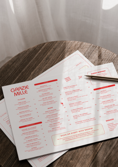 Landscape Menus on Table Close Up