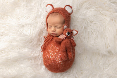baby dressed as fox by Philadelphia Newborn Photographer
