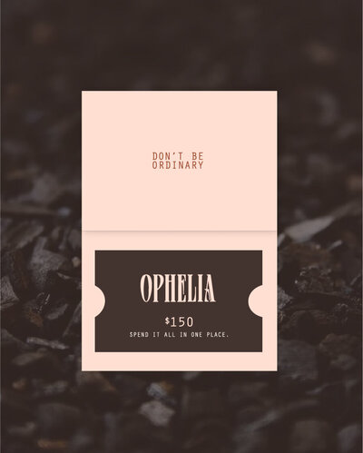 mockup for a gift card and gift card packaging mockup for ophelia fine jewelry
