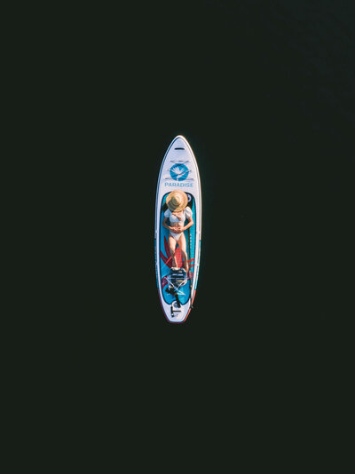 Drone shot of paddle board in Oregon
