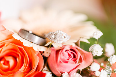 Wedding rings on bouquet photo by Fort Wayne Wedding photographer Simply Seeking Photography