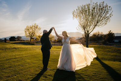 Couple dancing during their wedding  at Revere Golf Club in Las Vegas.