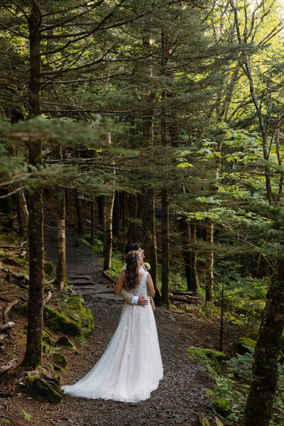 Hiking elopement in the Blue Ridge Mountains. Photo by Elopements by Erin.