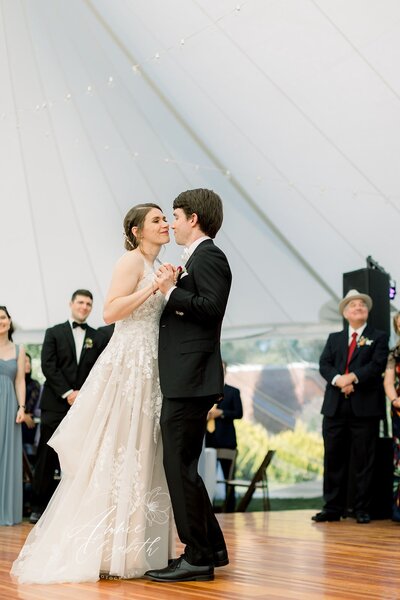Couple dancing together at wedding reception - UME (New England Wedding Planners) were wedding vendors