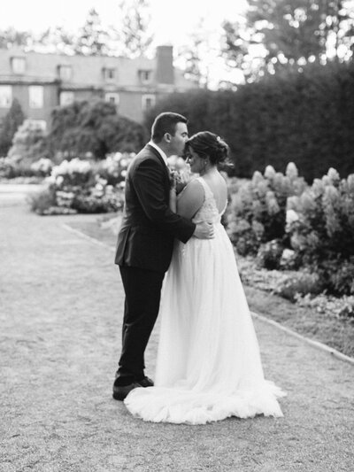 Newlywed couple captured in black and white in their Boston wedding photography.