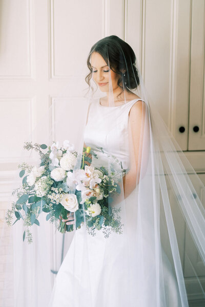 Tina from Kitchener's Living Fresh marries in a custom velvet ruffle high low wedding dress.