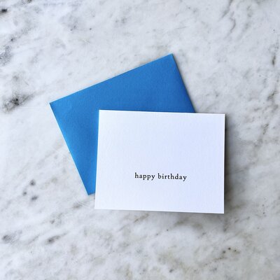 Card that reads "happy birthday"