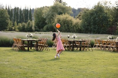 Children playing on the lawn at a Seattle  wedding