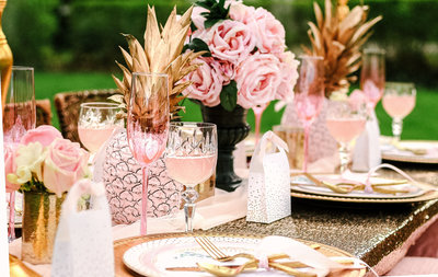 pink party table setting
