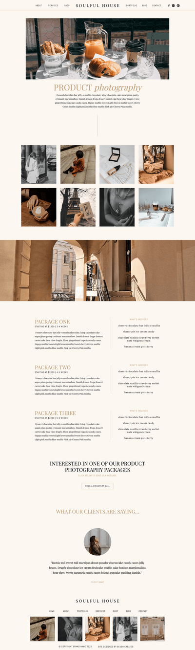 Service page showit website template