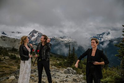 bride and groom eloping on whistler mountains