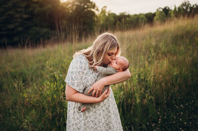 Outdoor newborn photography session