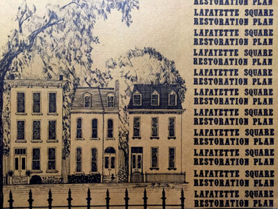 A vintage drawing of the Lofts at Lafayette Square.