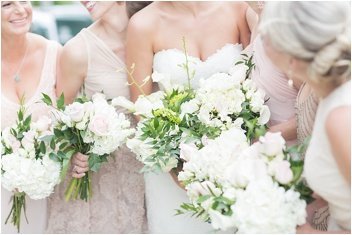 flowers and bridemaids at Wyche Pavilion