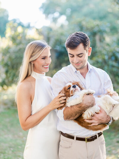 South Carolina Engagement Pictures in Murrells Inlet at Wachesaw with a Dog
