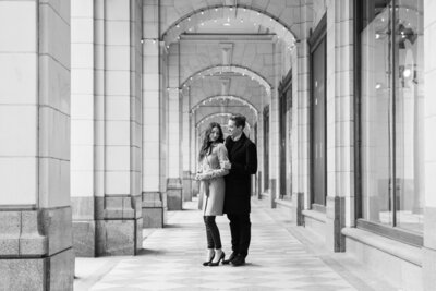 engagement session in downtown Calgary at the bay