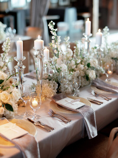 candel lit table decor wedding  reception