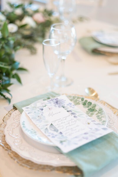 wedding dinner menu and place setting