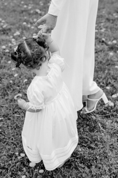 Bride and groom walk up memorial steps at their DC wedding