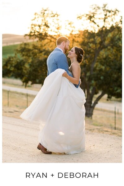 Willow and Oak Bride and Groom Portraits at Golden Hour