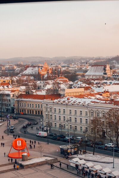 View of Vilnius from the clock tower in the main square