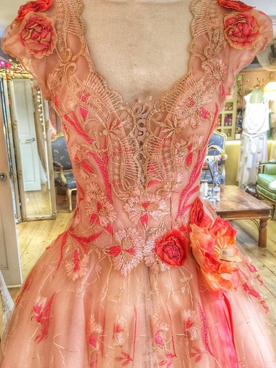 Coraline_coral_blush_embroidered_ballerina_wedding_evening_dress_JoanneFlemingDesign (4)