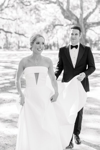 bride and groom on their wedding day at sea pines hilton head