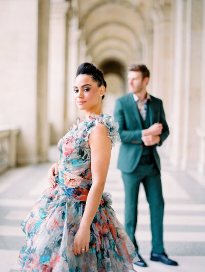 Bride and groom at their elopement in Paris photographed by Paris wedding photographer