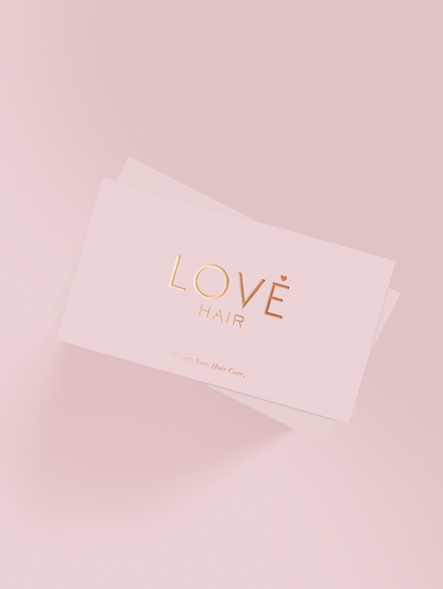 Love Hair rose gold business cards