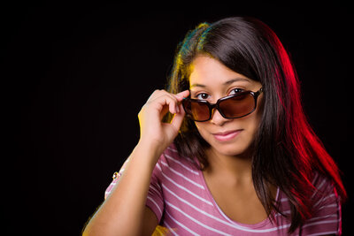 Senior girl wearing cool sunglasses