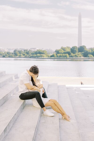 Engaged Couple at Jefferson Memorial