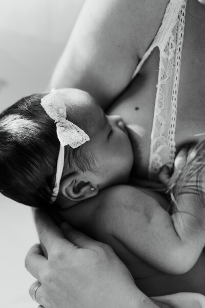 newborn baby feeding at the breast
