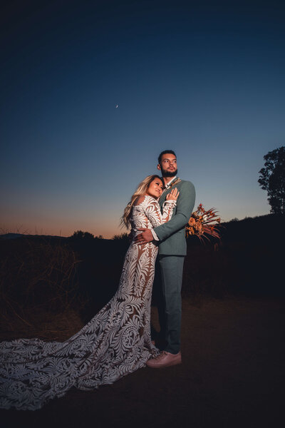 Bride and groom portraits at Sunset wedding in San Diego
