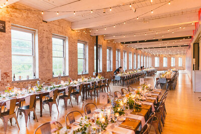 Picture of wedding reception room at Mass MoCa in North Adams, MA