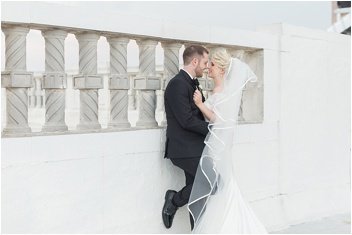 bride and groom on the roof of The Westin Poinsett