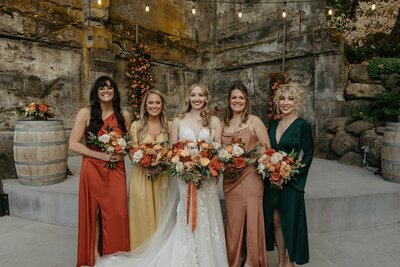 Bride & Bridesmaids Holding Bouquets - Megan & Amber | Hood River Wedding  - LGBTQ Wedding